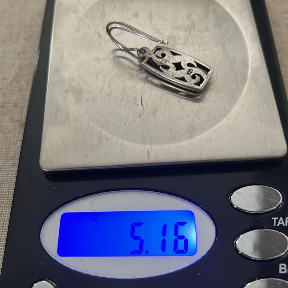 Vintage Sterling Scroll Rectangular Earrings - image 6